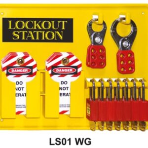 One Piece Open Lockout Station for 7 Locks (Filled)
